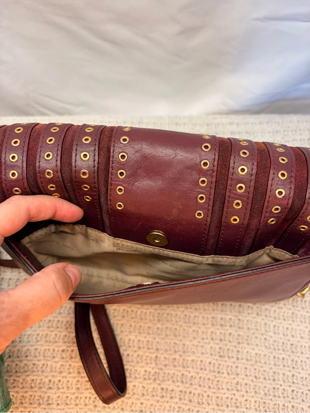 Michael Kors Burgundy Leather Crossbody